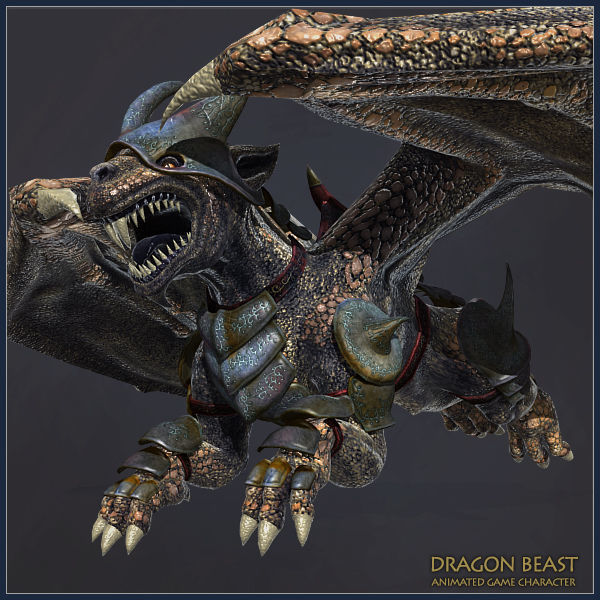 Dragon Beast Low-poly 3D model_4