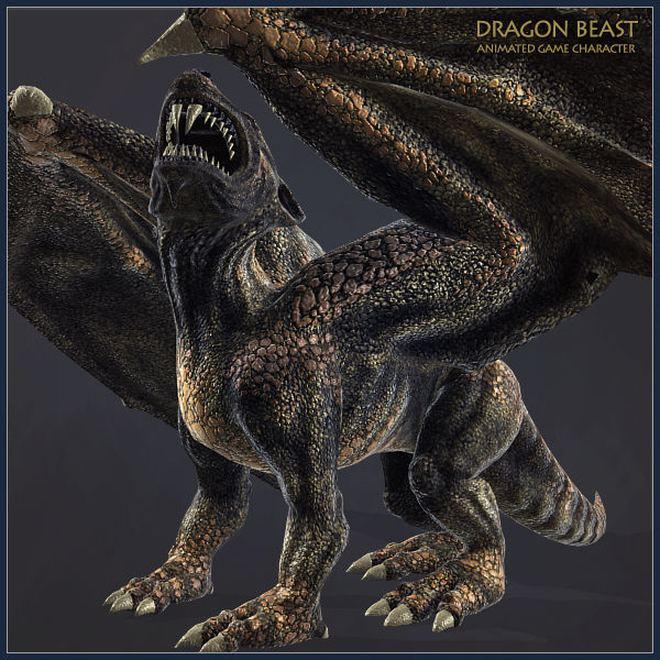 Dragon Beast Low-poly 3D model_5