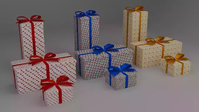 Holiday Gift Box Collection  New Year  Christmas 3D Present Set