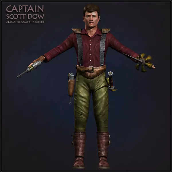 Captain Scott Dow Low-poly 3D model_0