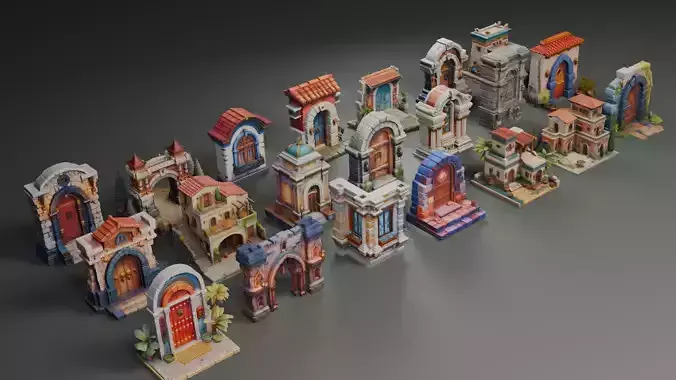 Stylized Various Architecture Elements Set 1 3D model 4