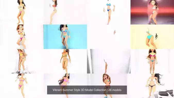 Vibrant Summer Style 3D Model Collection