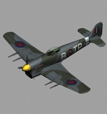 Hawker Typhoon WWII RAF fighter plane 3D model_2