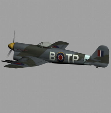 Hawker Typhoon WWII RAF fighter plane 3D model_3