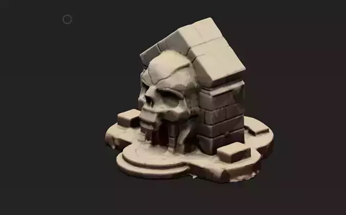 Stylized Skull Gate  Crypt Entrance  Game Ready 3D Model
