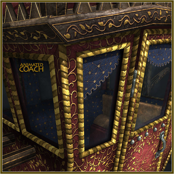 Animated Medieval Coach Low-poly 3D model_1