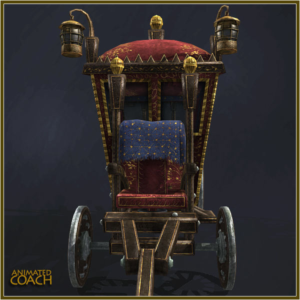Animated Medieval Coach Low-poly 3D model_3