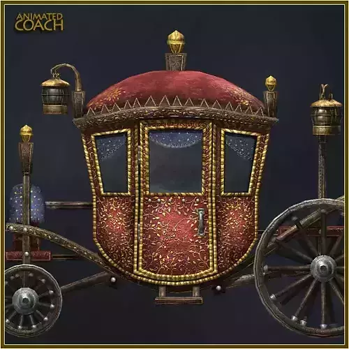 Animated Medieval Coach Low-poly 3D model