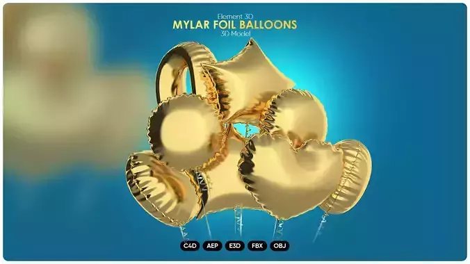 Realistic Mylar Foil Balloons for Element 3D And Cinema 4D