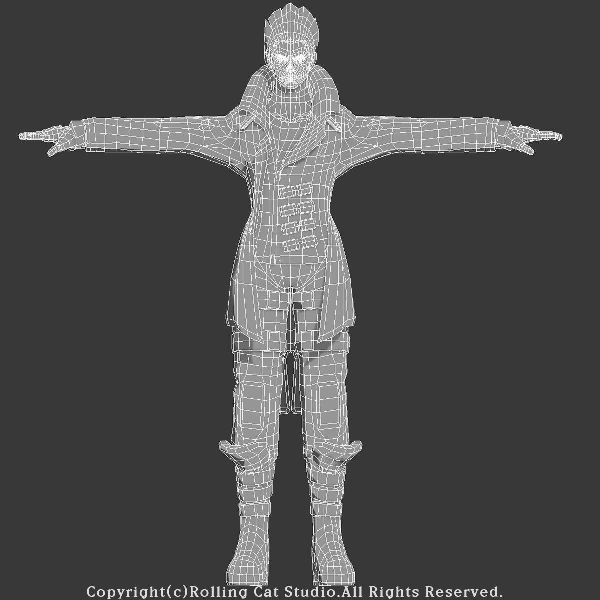 RPG Knight Character Man B Low-poly 3D model_3