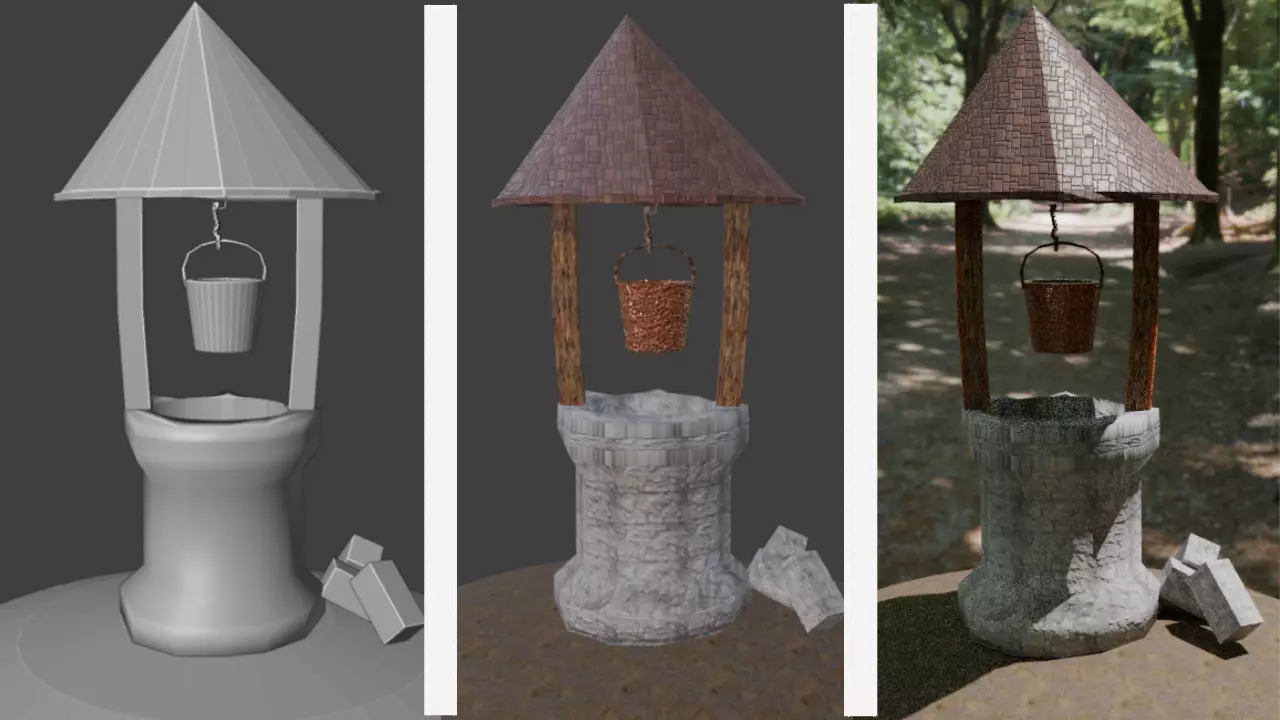 Medieval-Themed Water Well Low-poly 3D model
