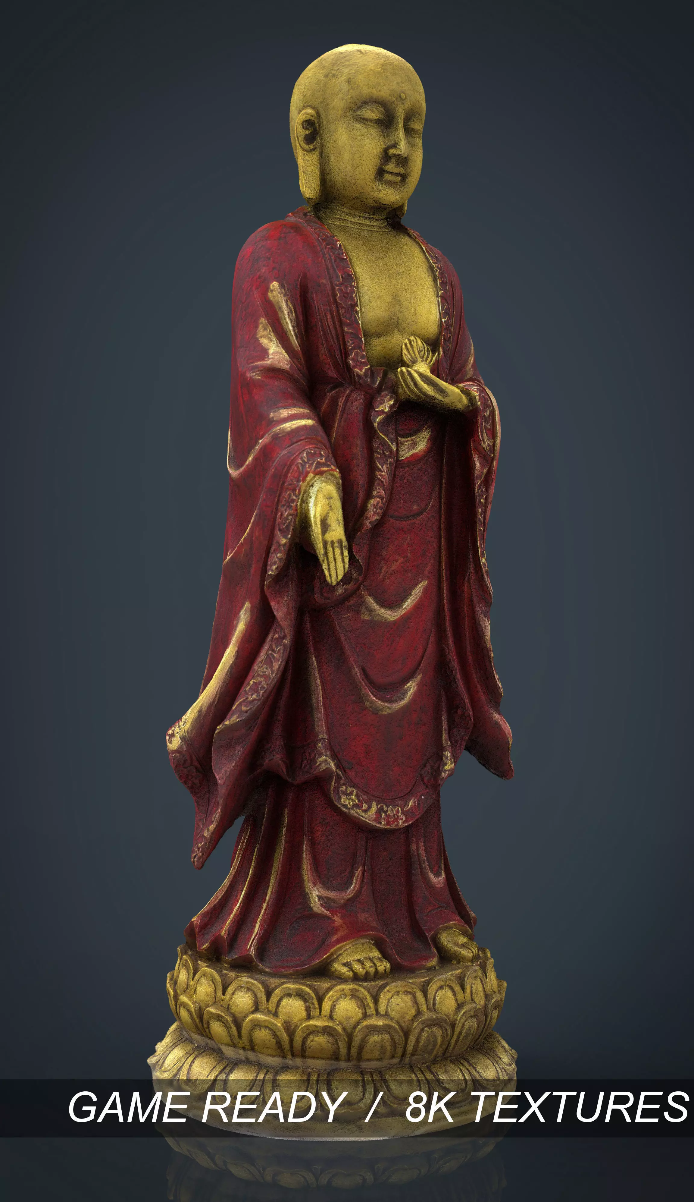 BUDDHA gold statue Low-poly 3D model
