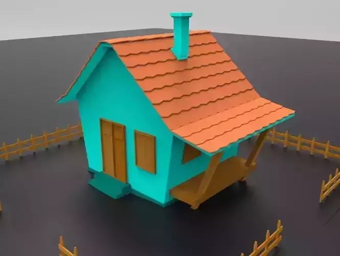 Cartoon House Low-poly 3D model