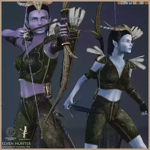 Elven Hunter Low-poly 3D model