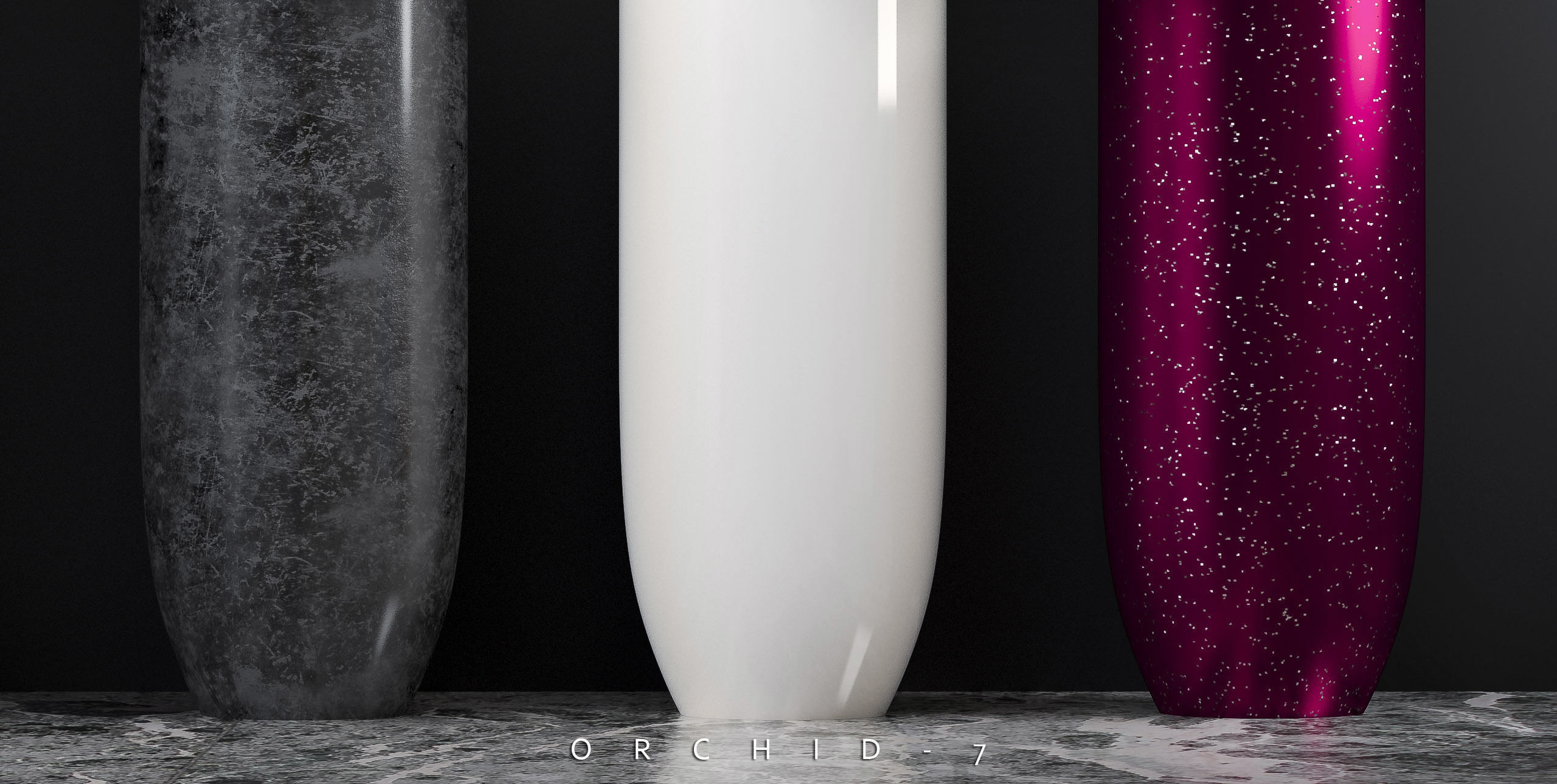 Orchid flower pot with in it 3D model_4