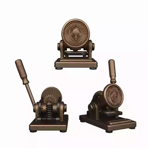 Professional Bronze Bank Seal Embosser 3D Model Engraved Logo