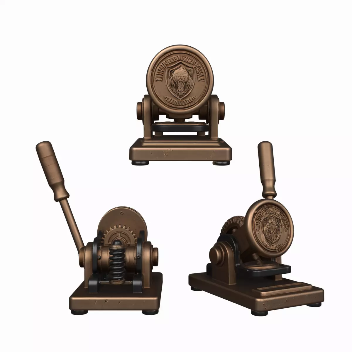 Professional Bronze Bank Seal Embosser 3D Model Engraved Logo 3D model