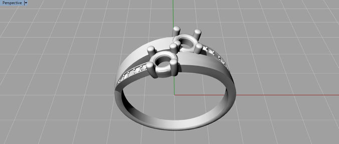 Two Stone Ring  2s-2 3D print model