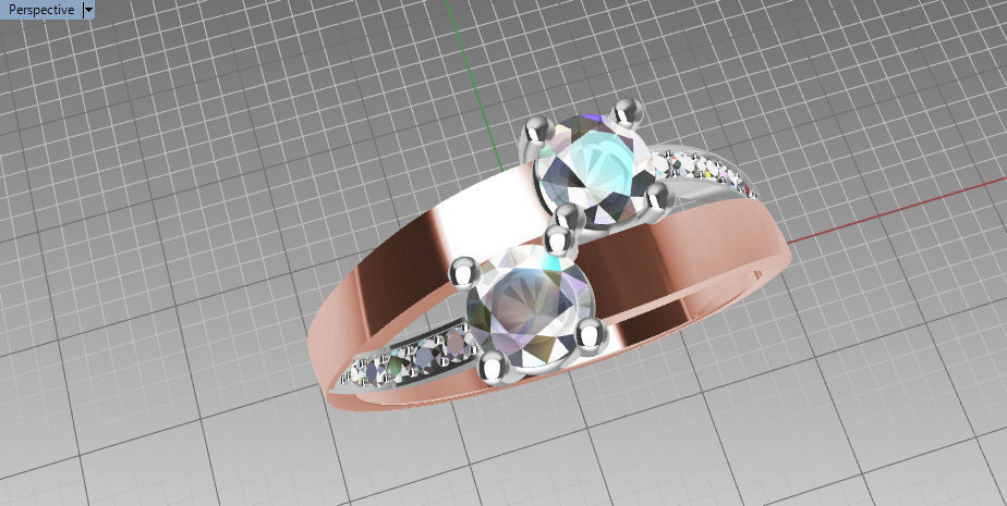 Two Stone Ring  2s-2 3D print model_1