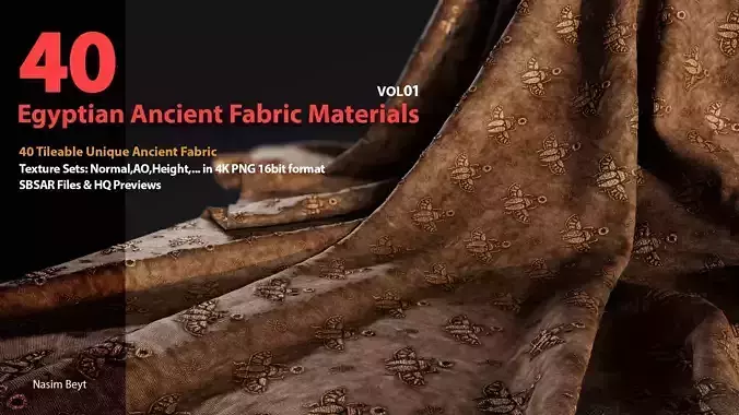 40 Tileable Ancient Fabric Patterns-Egyptian - VOL 01