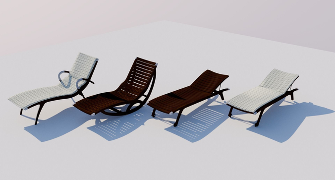 4 Wooden Deckchairs