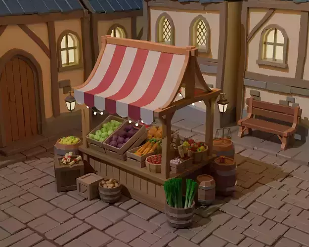 Fantasy Market Stall - Game Asset Pack