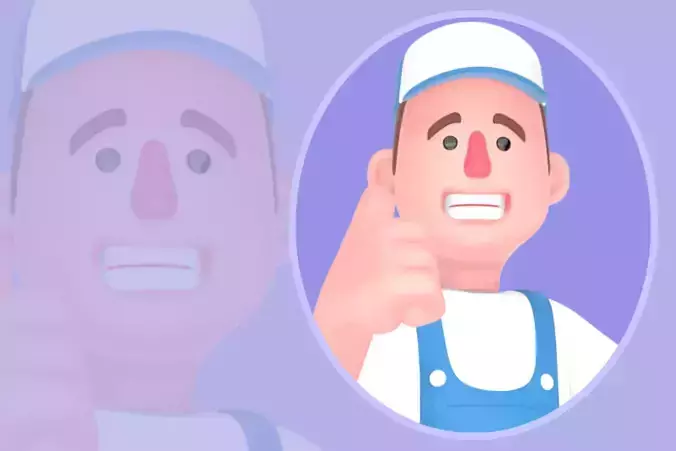 Stylized 3D Male Mechanic with Tire - Cartoon Character