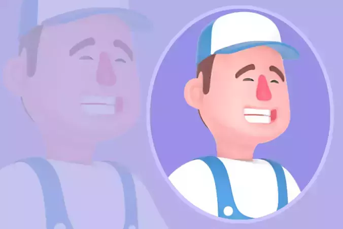 Stylized 3D Male Mechanic Sitting on Tires - Cartoon Character