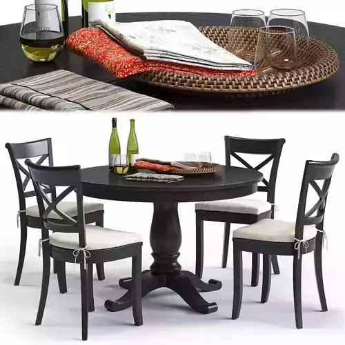 CrateBarrel Vintner Chair and Avalon Table 3D model