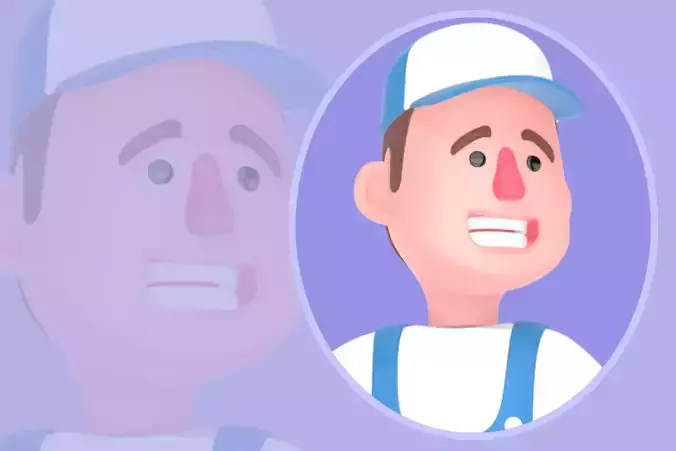 Stylized 3D Mechanic Man Holding Tire - Cartoon Character