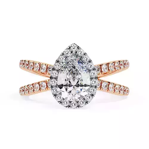 Halo Pear Cut Diamond Split Ring