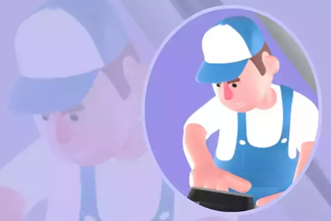 Stylized 3D Mechanic Inspecting Car Engine - Cartoon 