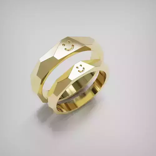 Handmade smiley couple ring