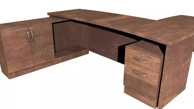 L-shaped wooden office desk