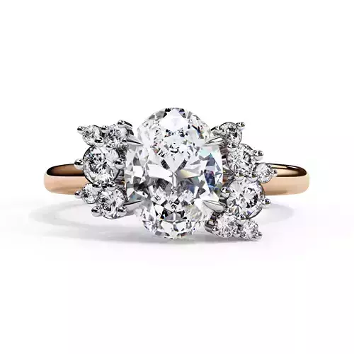 Cluster Oval Cut Engagement Ring For Her