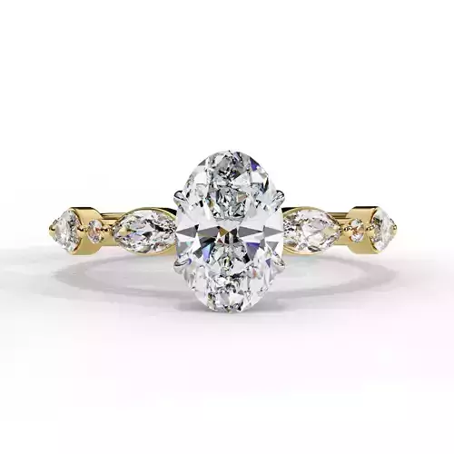 Cluster Oval Cut Engagement Ring For Her