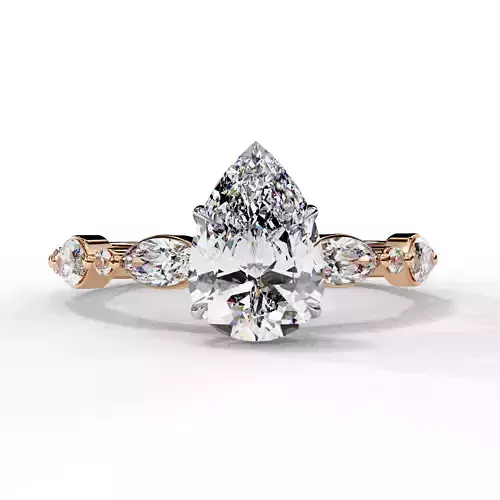 Cluster Pear Cut Engagement Ring For Christmas Gift