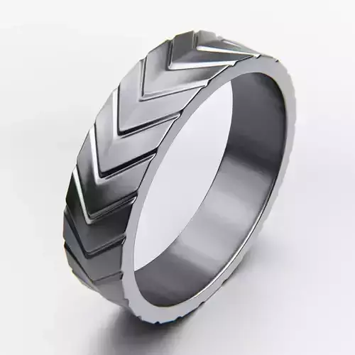 Chevron Grip Band - Modern V Pattern 3D Printable Ring