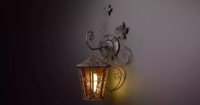 Vintage Wall Lantern Wrought Iron Lamp game ready