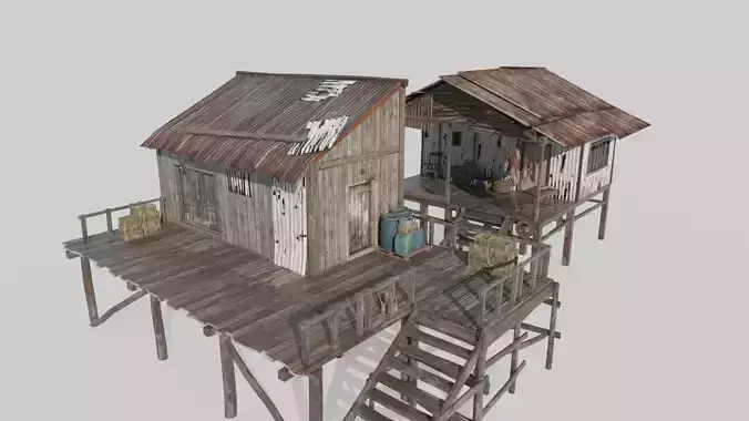 South American tin-roofed fishermen s houses