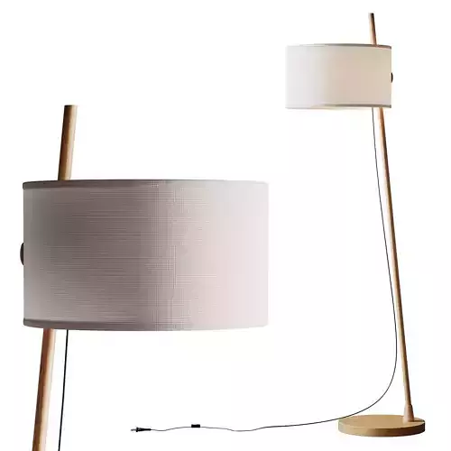 MILAN Linood E27 Wood Floor Lamp