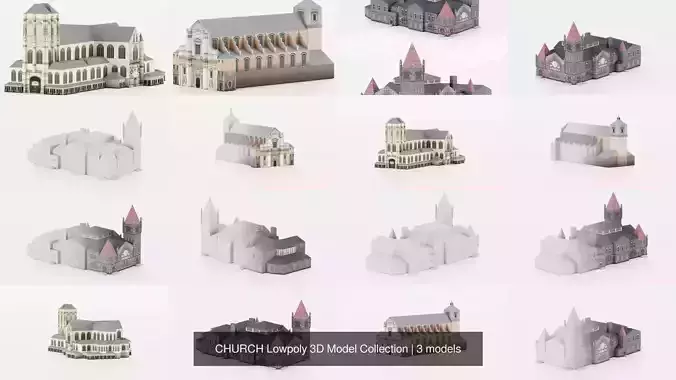 CHURCH Lowpoly 3D Model Collection