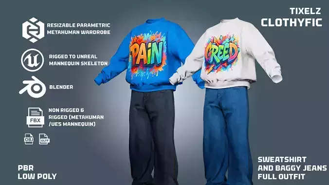 oversized sweatshirt and baggy jeans pants - clothyfic outfits