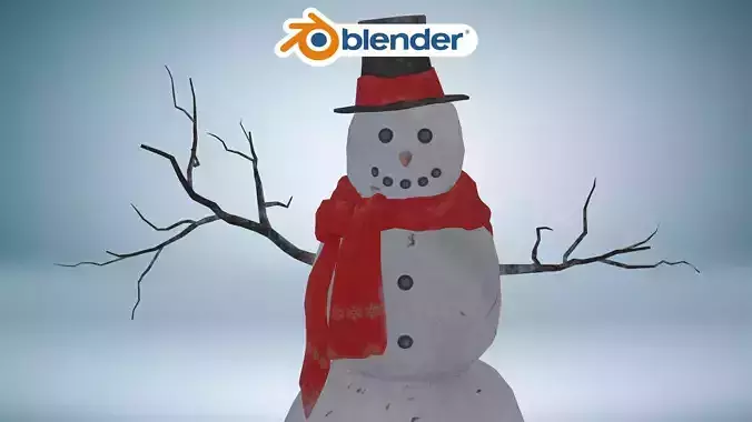 Christmas Snowman Game Ready Low Poly Xmas Decoration
