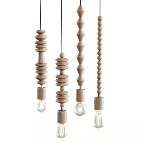 Nordic Wooden Geometric Beads Pendant Lamp