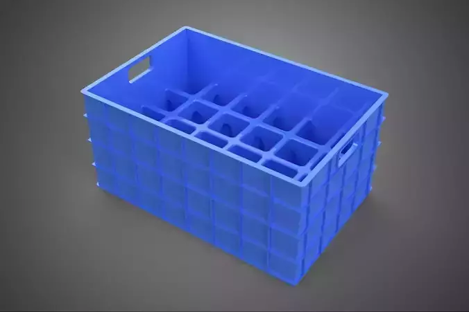 BLUE STACKABLE EMPTY BOTTLE CARRIER PLASTIC CRATE BOX CONTAINER