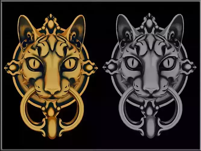 Cat head brass Door Knocker