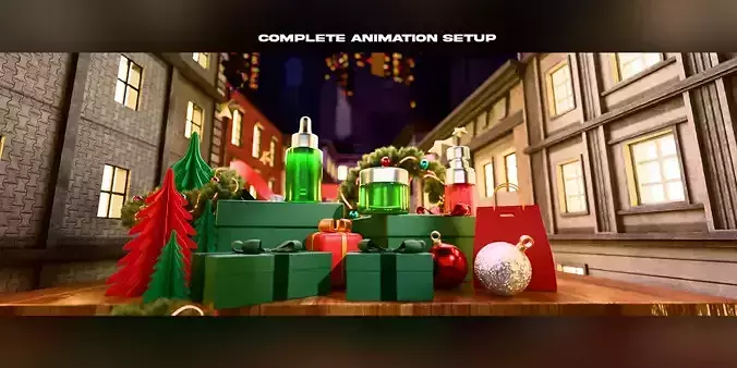 Christmas animation setup for product visualization