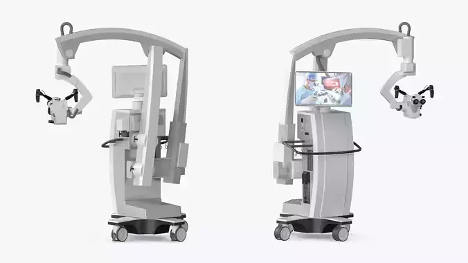 Advanced Surgical Microscope With Monitor Rigged