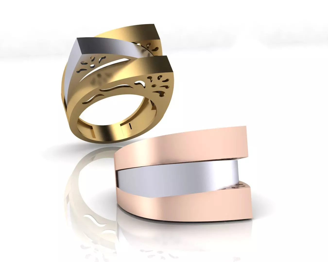 3 part bypass gold ring 3D print model